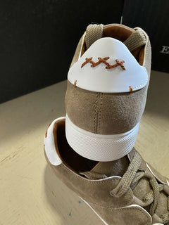Neue $850 Ermenegildo Zegna Couture Wildleder/Leder Sneakers Schuhe LT Brown 10,5 US