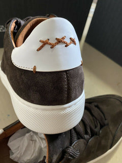 Neue $850 Ermenegildo Zegna Couture Wildleder/Leder Sneakers Schuhe Dunkelbraun 10 US