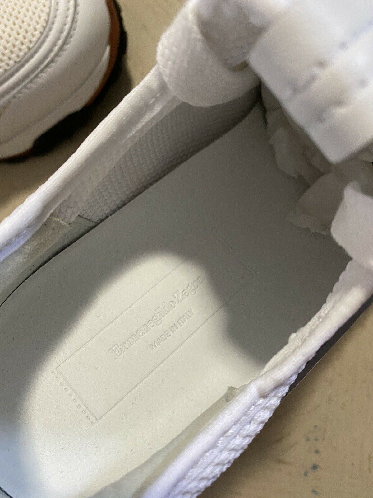 Neue 775 $ Ermenegildo Zegna Leder-Sneakers Schuhe Weiß 10,5 US Italien