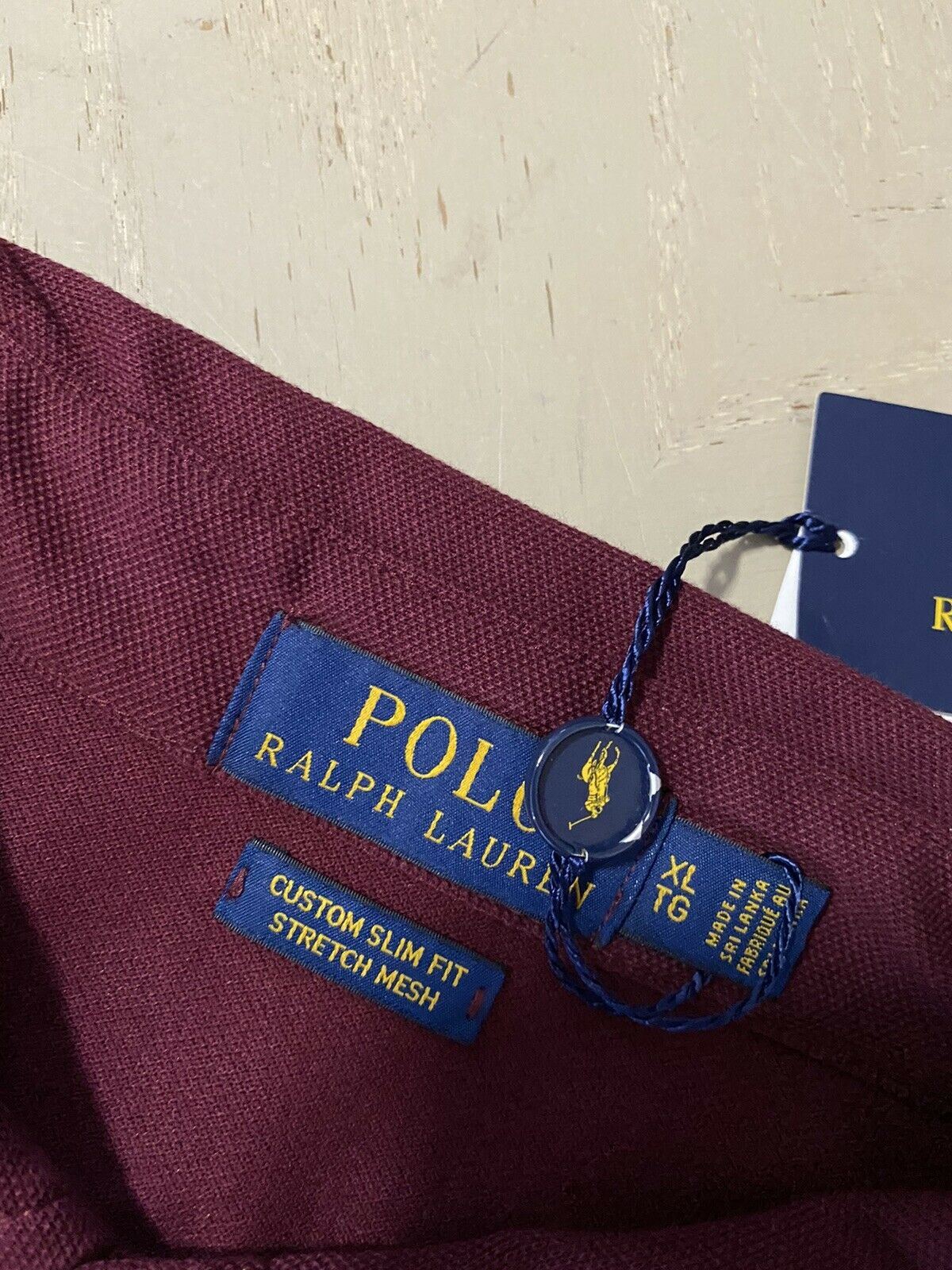 Neu mit Etikett: Polo Ralph Lauren Herren-Langarm-Poloshirt, Burgunderrot, Größe XL