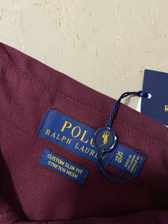 Neu mit Etikett: Polo Ralph Lauren Herren-Langarm-Poloshirt, Burgunderrot, Größe XL