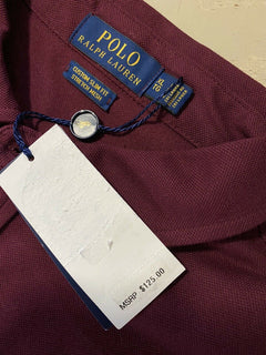 Neu mit Etikett: Polo Ralph Lauren Herren-Langarm-Poloshirt, Burgunderrot, Größe XL