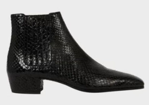 NIB $1995 Saint Laurent Men Snake Leather Boots Shoes Black 11 US / 44 Eu Italy