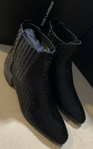 NIB $1995 Saint Laurent Men Snake Leather Boots Shoes Black 11 US / 44 Eu Italy