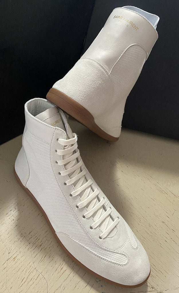 NIB $ 595 Saint Laurent Herren Mid Top Leder/Wildleder Sneakers Schuhe Milch 9,5 US/42,5