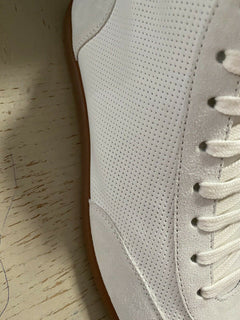 NIB $ 595 Saint Laurent Herren Mid Top Leder/Wildleder Sneakers Schuhe Milch 9,5 US/42,5