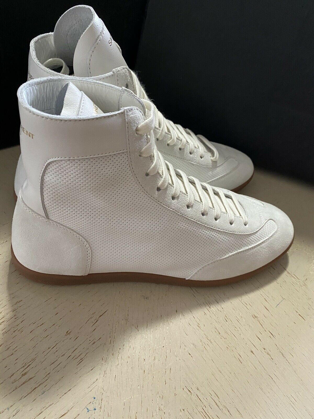 NIB $595 Saint Laurent Men Mid Top Leather/Suede Sneakers Shoes Milk 9.5 US/42.5