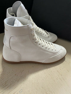 NIB $ 595 Saint Laurent Herren Mid Top Leder/Wildleder Sneakers Schuhe Milch 9,5 US/42,5