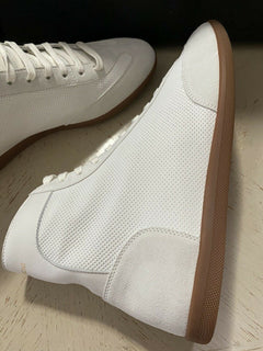NIB $ 595 Saint Laurent Herren Mid Top Leder/Wildleder Sneakers Schuhe Milch 9,5 US/42,5