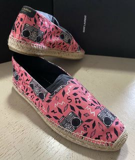 Neue Saint Laurent Herren Espadrille-Schuhe Rosa/Schwarz 9,5 US/42,5 Eu