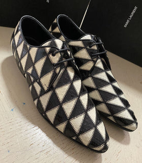 NIB $1795 Saint Laurent Damen Python-Lederschuhe Schwarz/Elfenbein 8 US (38 Eu)