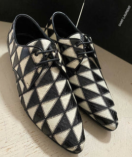 NIB $1795 Saint Laurent Damen Python-Lederschuhe Schwarz/Elfenbein 8 US (38 Eu)