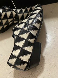 NIB $1795 Saint Laurent Damen Python-Lederschuhe Schwarz/Elfenbein 8 US (38 Eu)