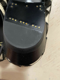 NIB $1795 Saint Laurent Damen Python-Lederschuhe Schwarz/Elfenbein 8 US (38 Eu)