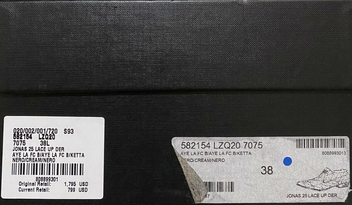 NIB $1795 Saint Laurent Damen Python-Lederschuhe Schwarz/Elfenbein 8 US (38 Eu)