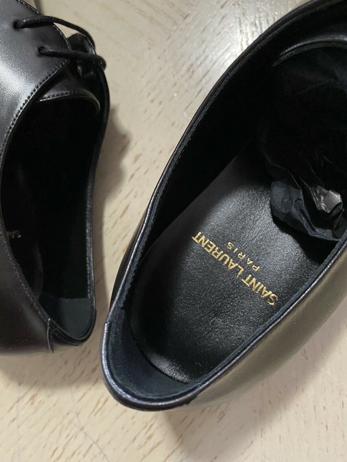 NIB $795 Saint Laurent Women Leather Shoes Black 8 US ( 38 Eu ) Italy