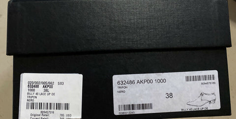 NIB 795 $ Saint Laurent Damen Lederschuhe Schwarz 8 US (38 Eu) Italien