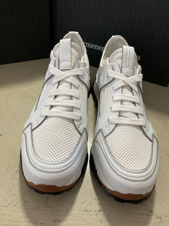 Neue 775 $ Ermenegildo Zegna Leder-Sneakers Schuhe Weiß 11,5 US Italien