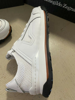 Neue 775 $ Ermenegildo Zegna Leder-Sneakers Schuhe Weiß 11,5 US Italien