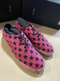 NIB Saint Laurent Женские эспадрильи со звездами Красный/Черный 7,5 США/37,5 ЕС