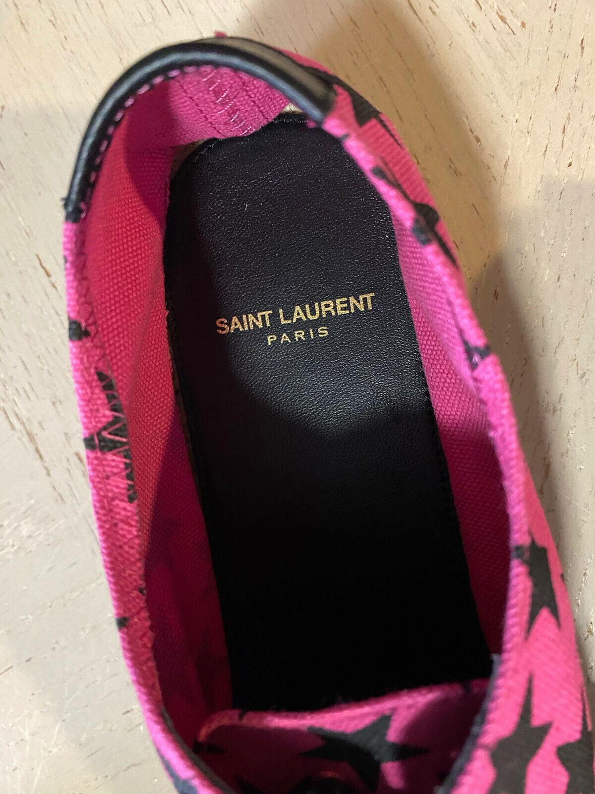 NIB Saint Laurent Women Star Print Espadrille Shoes Red/Black 7.5 US/37.5 Eu