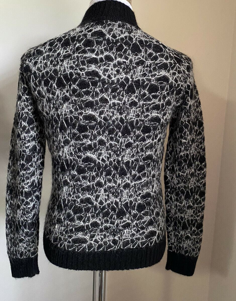 Neu mit Etikett: 1090 $ Saint Laurent Herren Rundhalspullover Pullover Schwarz/Weiß M Italien