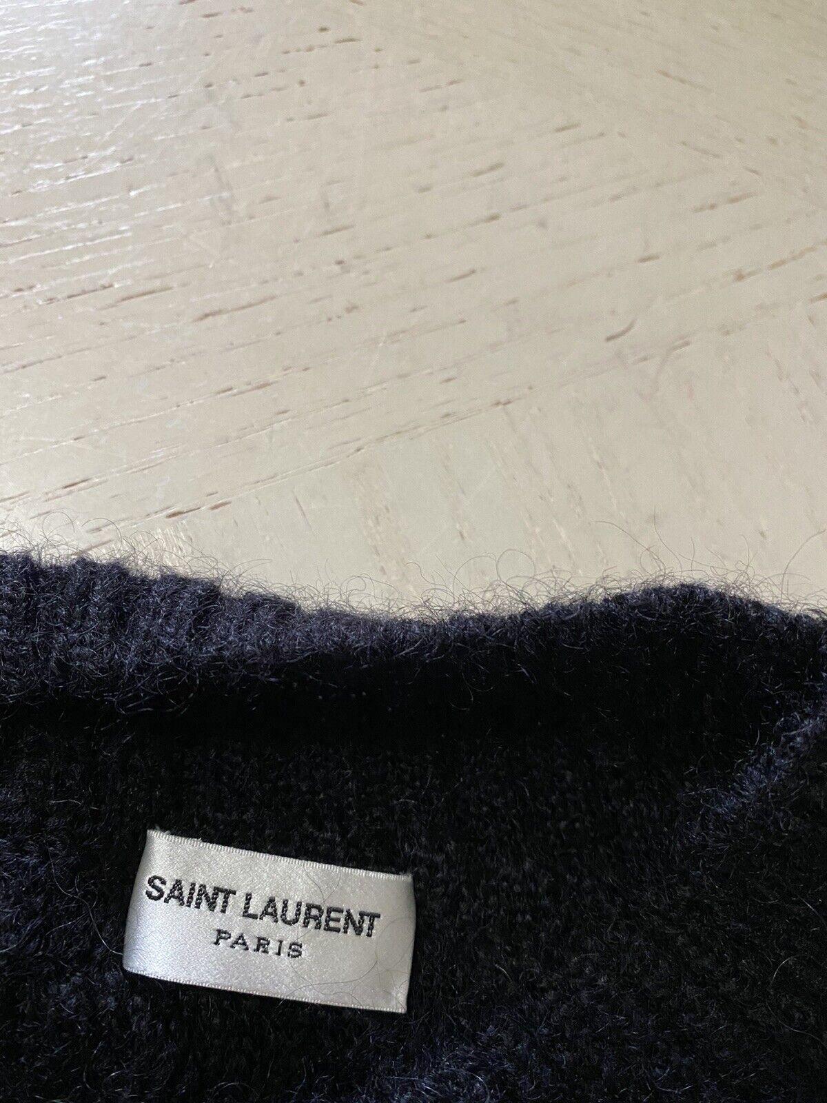 Neu mit Etikett: 1090 $ Saint Laurent Herren Rundhalspullover Pullover Schwarz/Weiß M Italien