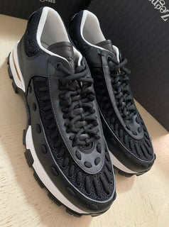 Neue 795 $ Ermenegildo Zegna Couture Leder-Sneakers Schuhe Schwarz 11 US Italien