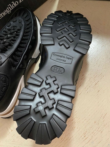 New $795 Ermenegildo Zegna Couture Leather Sneakers Shoes Black 11 US Italy