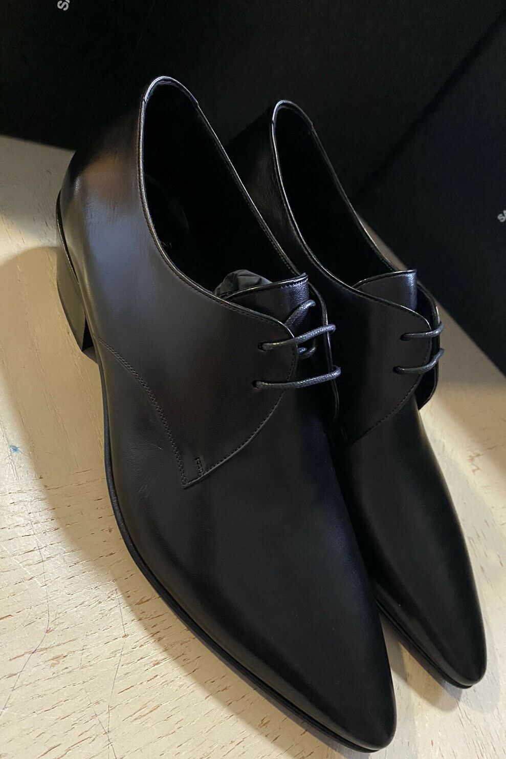 NIB $ 745 Saint Lauren Herren-Lederschuhe Schwarz 11 US /44 Eu Italien