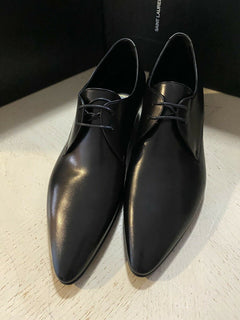NIB $ 745 Saint Lauren Herren-Lederschuhe Schwarz 11 US /44 Eu Italien
