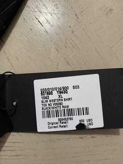 Neu mit Etikett: 850 $ Saint Laurent Slim Fit Westernhemd für Herren in glänzendem Schwarz XL Italien