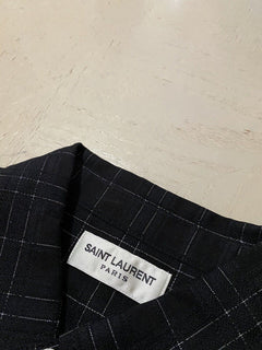 Neu mit Etikett: 850 $ Saint Laurent Slim Fit Westernhemd für Herren in glänzendem Schwarz XL Italien