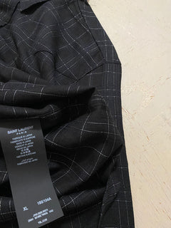 Neu mit Etikett: 850 $ Saint Laurent Slim Fit Westernhemd für Herren in glänzendem Schwarz XL Italien