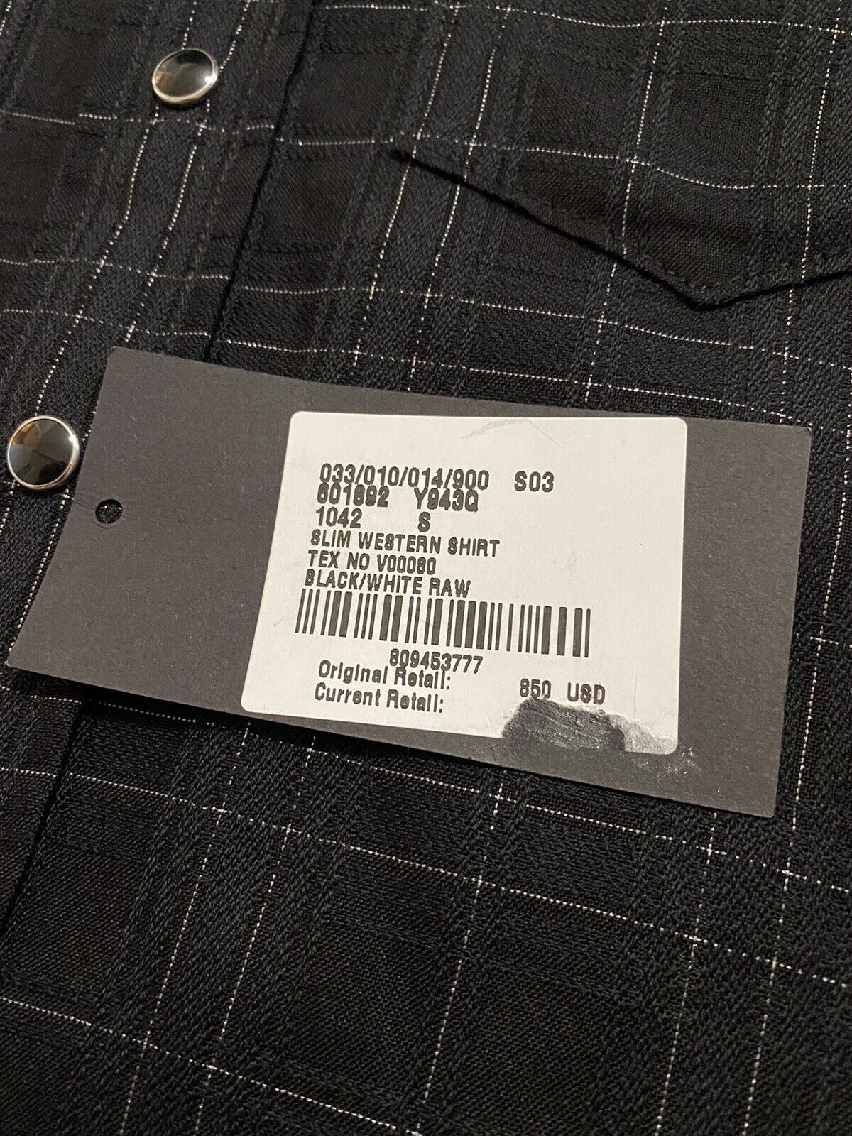 Мужская блестящая черная рубашка в стиле вестерн приталенного кроя Saint Laurent NWT за 850 долларов США