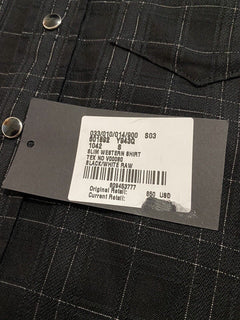 NWT $850 Saint Laurent Mens Slim Fit Western Shirt In Shiny Black S taly