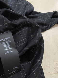 NWT $850 Saint Laurent Mens Slim Fit Western Shirt In Shiny Black S taly