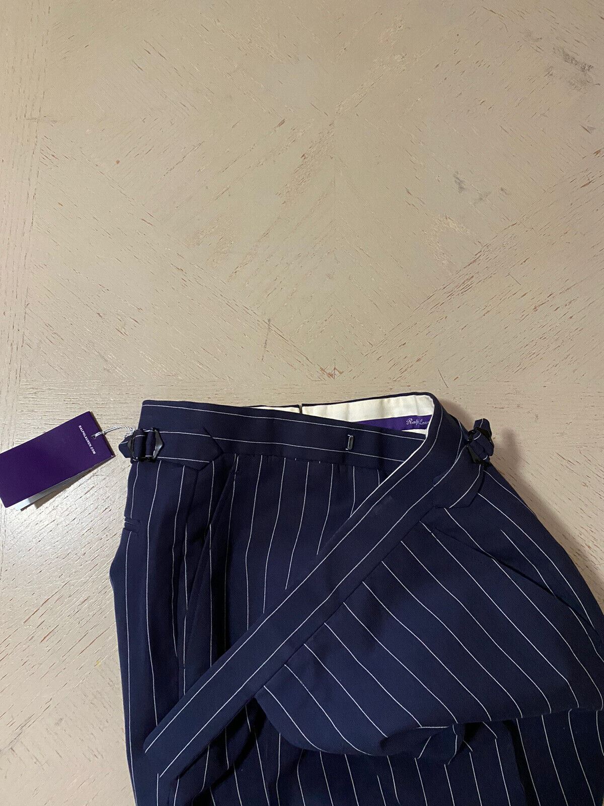 Neu mit Etikett: 595 $ Ralph Lauren Purple Label Herrenhose Navy 32 US (48 Euro) Italien