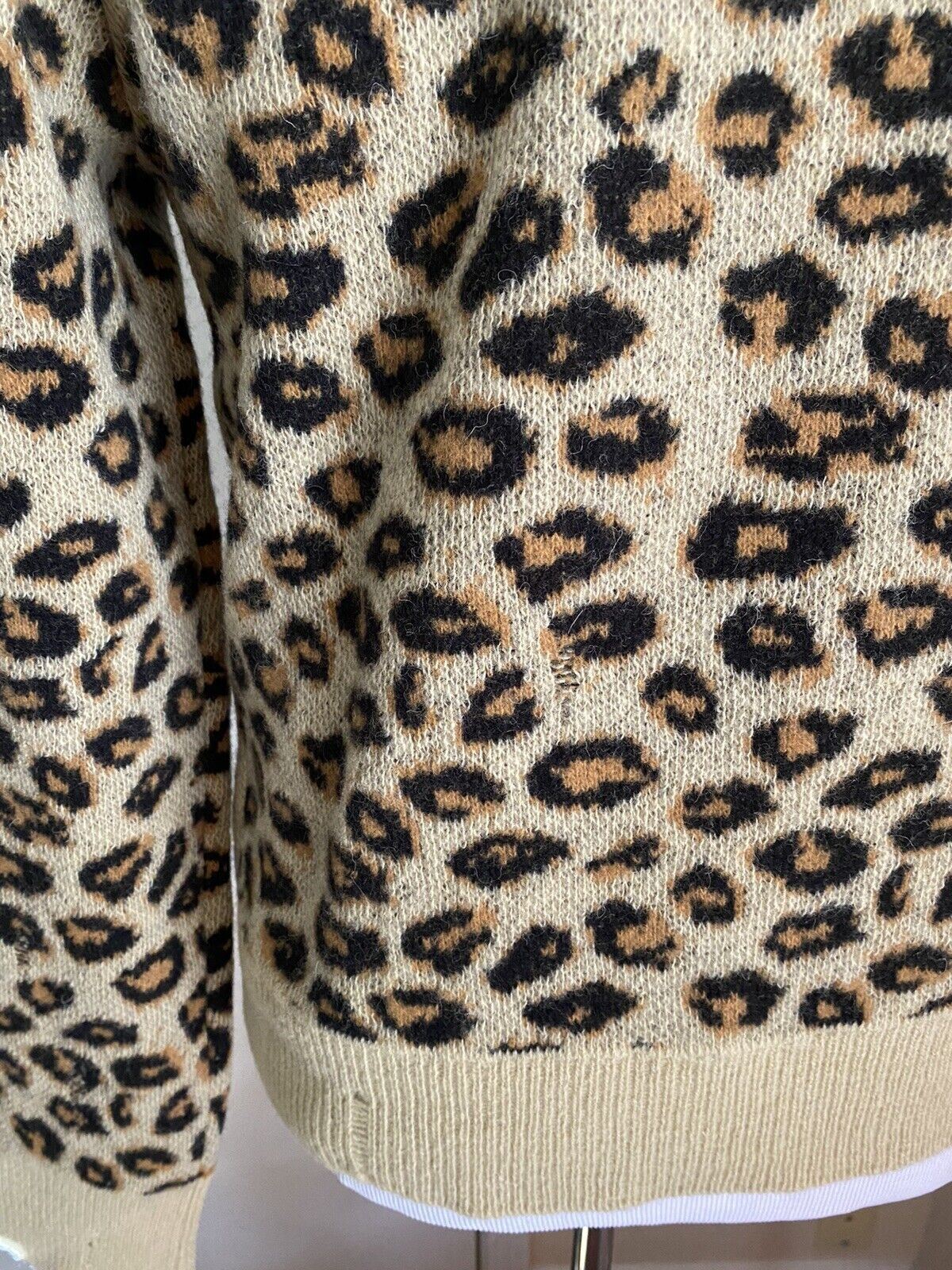 СЗТ $1960 Gucci Мужской шерстяной жаккардовый свитер с круглым вырезом Светло-коричневый/черный XS Италия