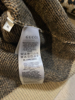 Neu mit Etikett: 1960 $ Gucci Herren Woll-Jacquard-Strickpullover mit Rundhalsausschnitt Kamel/Schwarz XL Italien