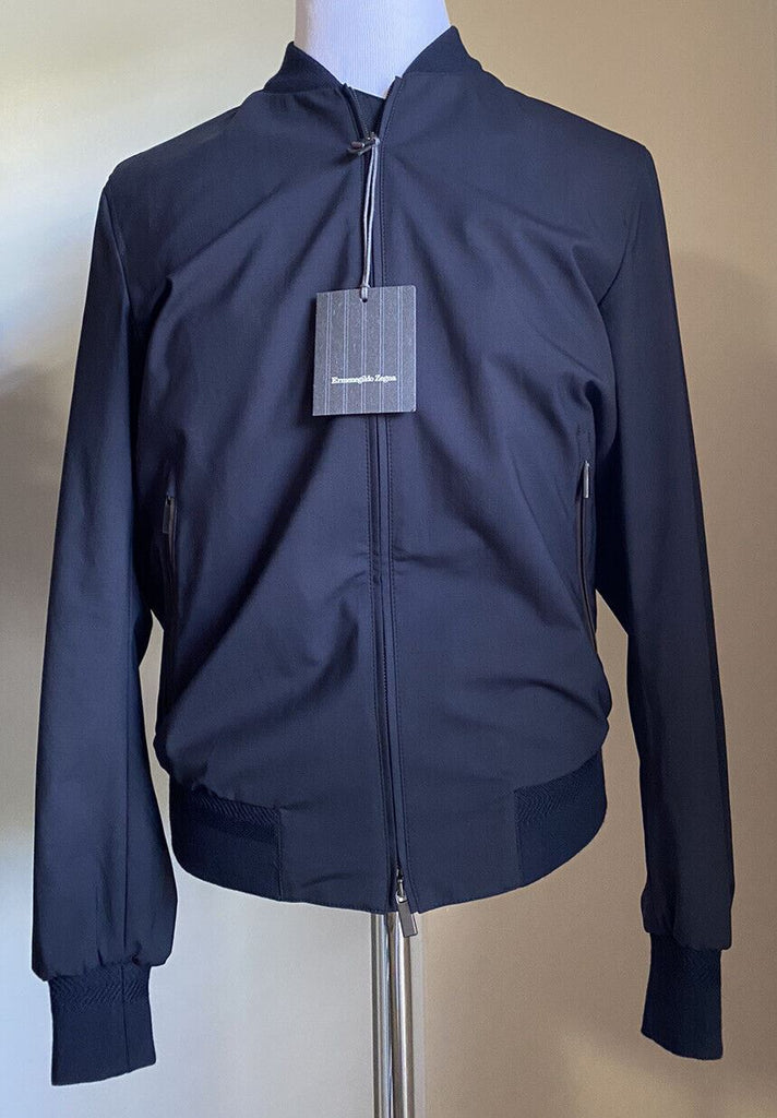 Neue $2450 Ermenegildo Zegna Bomberjacke mit Reißverschlusstaschen und Ärmeln, Marineblau, 40 US/50 Eu Ita