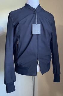 Neue $2450 Ermenegildo Zegna Bomberjacke mit Reißverschlusstaschen und Ärmeln, Marineblau, 40 US/50 Eu Ita