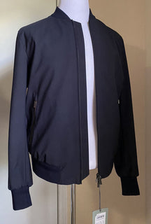 Neue $2450 Ermenegildo Zegna Bomberjacke mit Reißverschlusstaschen und Ärmeln, Marineblau, 40 US/50 Eu Ita