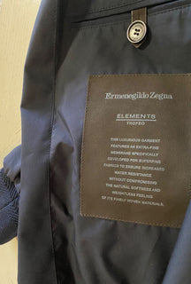 Neue $2450 Ermenegildo Zegna Bomberjacke mit Reißverschlusstaschen und Ärmeln, Marineblau, 40 US/50 Eu Ita