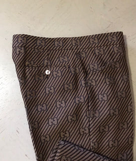 Neu mit Etikett: 1850 $ Gucci Herrenanzughose GG Monogram Brown 32 US (48 Eu) Italien