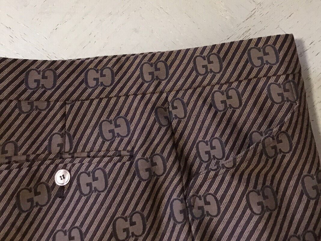 NWT $1850 Мужские классические брюки Gucci GG Monogram Brown 32 США (48 ЕС) Италия