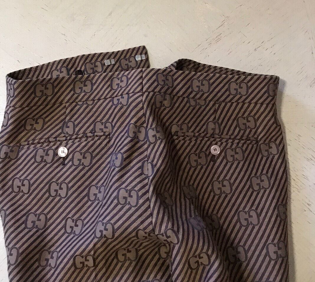 NWT $1850 Gucci Men’s Dress Pants GG Monogram Brown 32 US ( 48 Eu ) Italy