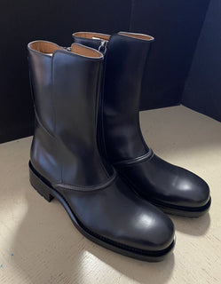 Neu $ 1595 Ermenegildo Zegna Couture Kalbsleder Stiefel Schuhe MD Grau 10 US