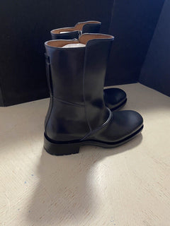 Neu $ 1595 Ermenegildo Zegna Couture Kalbsleder Stiefel Schuhe MD Grau 10 US