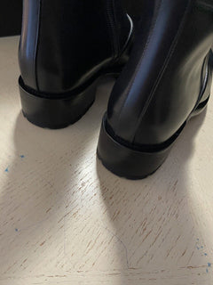 Neu $ 1595 Ermenegildo Zegna Couture Kalbsleder Stiefel Schuhe MD Grau 10 US